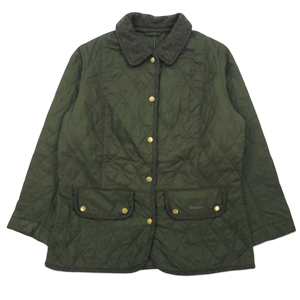 日本然リトテ-古着オンライン-Barbour キルティングジャケット XL カーキ ナイロン ツイード切替 VINTAGE TWEED QUILT JACKET LQU02620L71-Barbour Quilted Jacket XL Khaki Nylon Tweed Switching VINTAGE TWEED QUILT JACKET LQU02620L71
