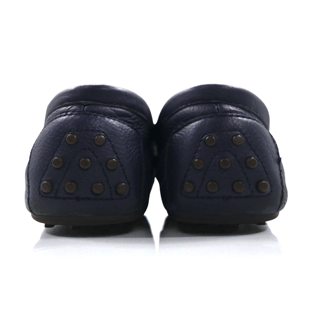 POLO RALPH LAUREN Ribbon Loafers, Driving Shoes, Size 26.5cm, Navy Grained Leather, WILLEM 11571