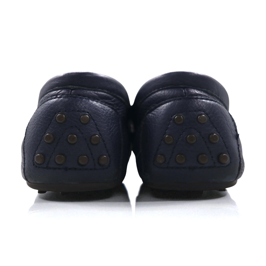 POLO RALPH LAUREN Ribbon Loafers, Driving Shoes, Size 26.5cm, Navy Grained Leather, WILLEM 11571