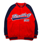 BAD BOY 90s Sweatshirt Stadium Jacket M Red Navy Cotton Fleece Lining Logo Embroidery