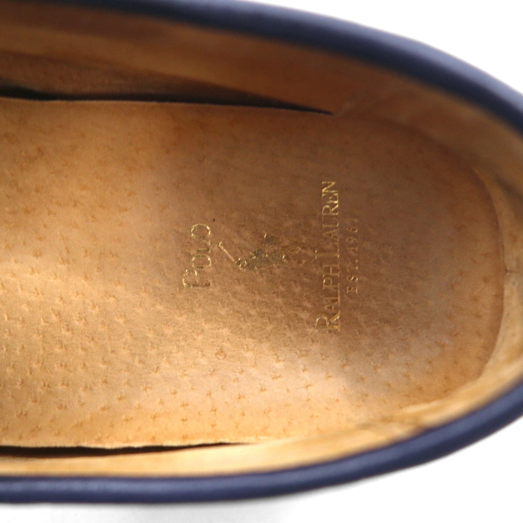 POLO RALPH LAUREN Ribbon Loafers, Driving Shoes, Size 26.5cm, Navy Grained Leather, WILLEM 11571