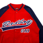 BAD BOY 90s Sweatshirt Stadium Jacket M Red Navy Cotton Fleece Lining Logo Embroidery