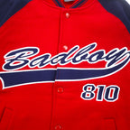 BAD BOY 90s Sweatshirt Stadium Jacket M Red Navy Cotton Fleece Lining Logo Embroidery