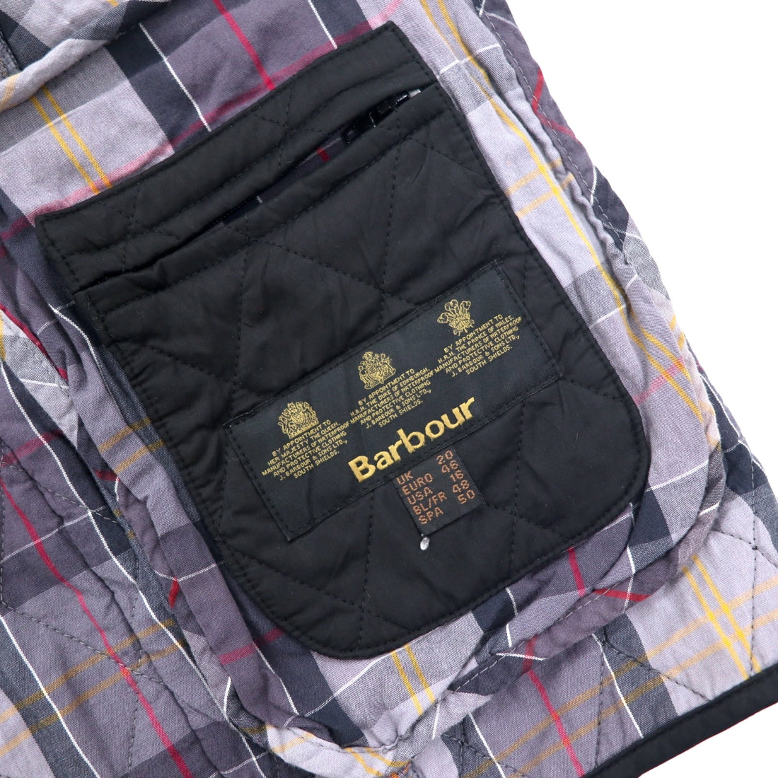 Barbour quilted jacket, XL, black, polyester, check lining, CYNTHIA MATT QUILT JACKET L2359