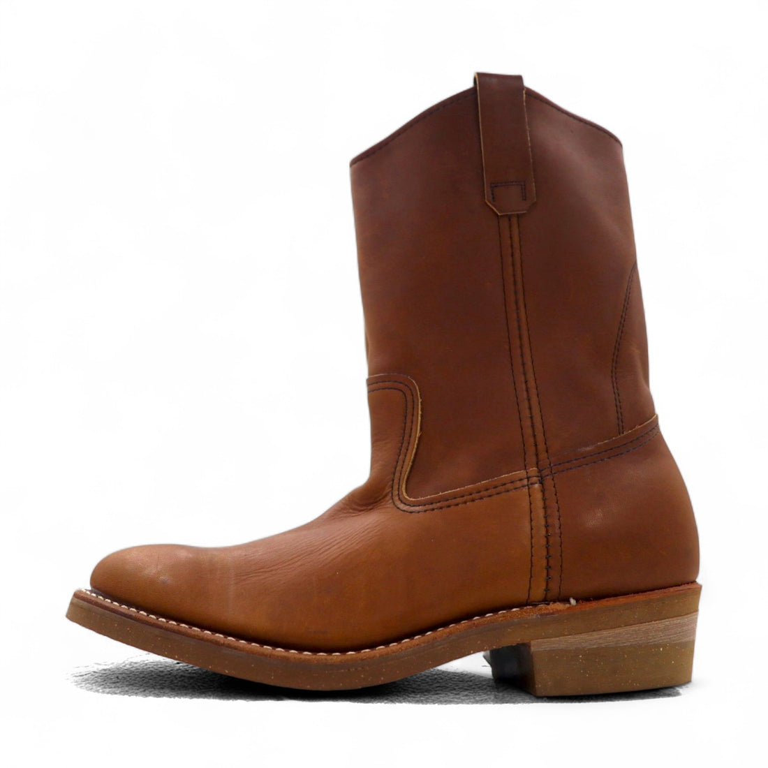 REDWING 89's USA Made 80s 11inch PECOS Boots, Size 26.5cm, Brown Leather, 1155 Print Wing Tag, Vertical Wing.