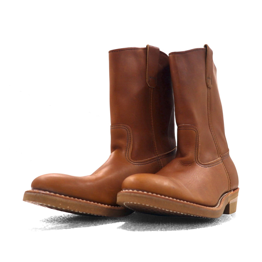 REDWING 89's USA Made 80s 11inch PECOS Boots, Size 26.5cm, Brown Leather, 1155 Print Wing Tag, Vertical Wing.
