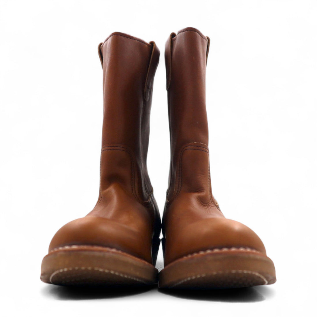 REDWING 89's USA Made 80s 11inch PECOS Boots, Size 26.5cm, Brown Leather, 1155 Print Wing Tag, Vertical Wing.