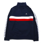 PLENTY TOUGH SPORT 90s Half-Zip Sweatshirt M Navy Tricolor Fleece Lining Tape Logo