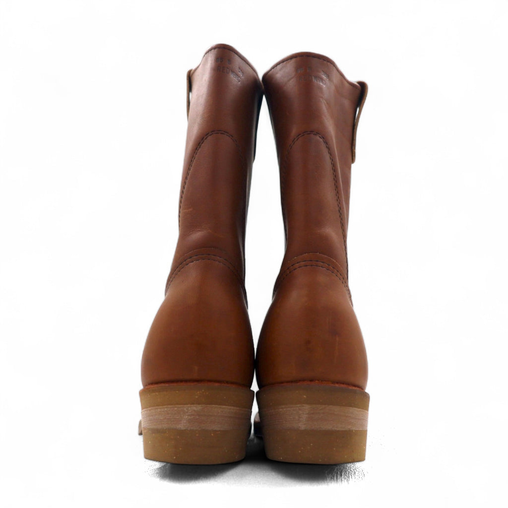 REDWING 89's USA Made 80s 11inch PECOS Boots, Size 26.5cm, Brown Leather, 1155 Print Wing Tag, Vertical Wing.