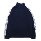 PLENTY TOUGH SPORT 90s Half-Zip Sweatshirt M Navy Tricolor Fleece Lining Tape Logo