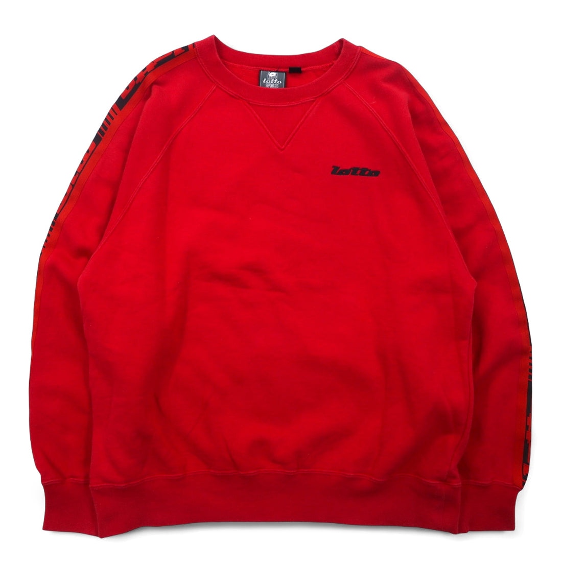 Lotto SPORTS 90s Sweatshirt M Red Logo Tape Fleece Lining Logo Embroidery Front V