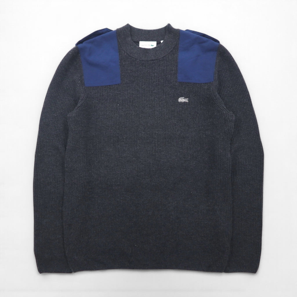 LACOSTE Commando Knit Sweater, Medium, Wool, with Epaulettes and Elbow Patches, AH9167, Dressinn