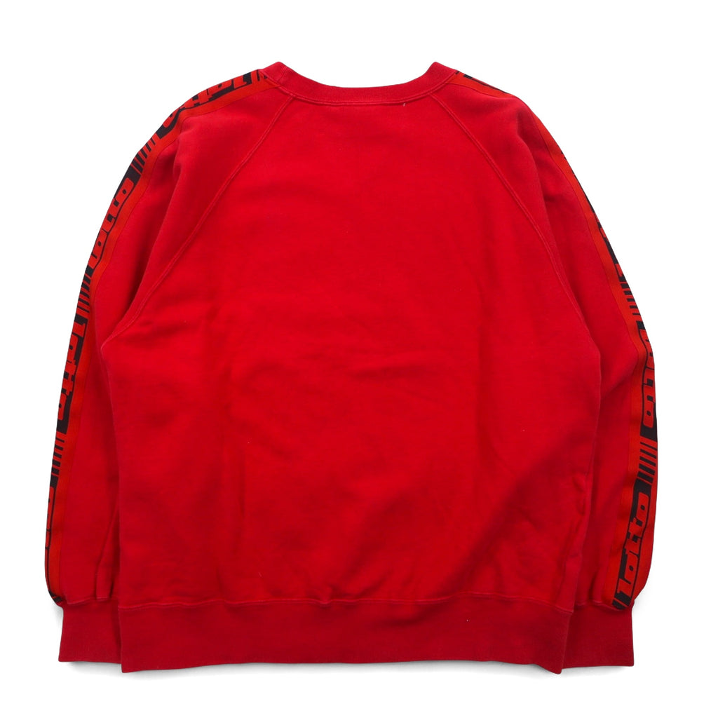 Lotto SPORTS 90s Sweatshirt M Red Logo Tape Fleece Lining Logo Embroidery Front V