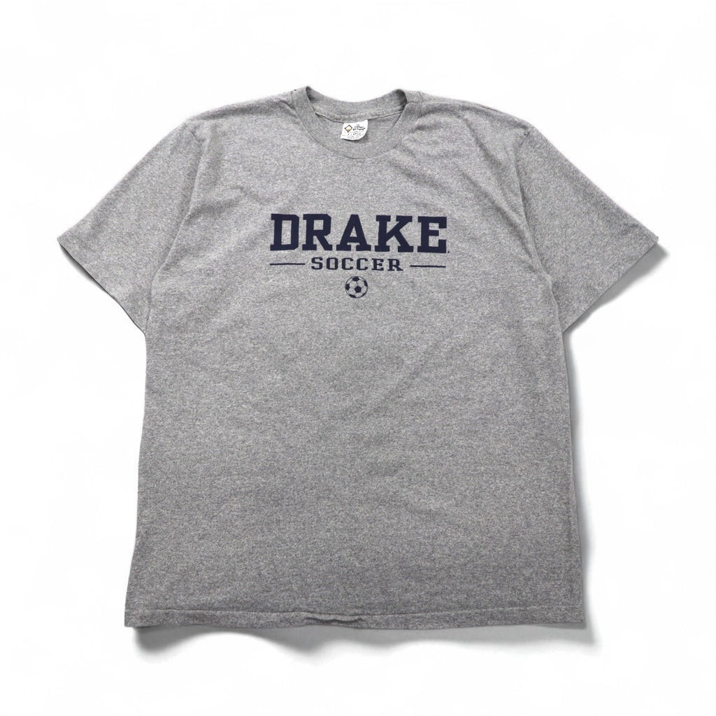 The Cotton Exchange 90s USA Made Single Stitch Vintage Drake Soccer T-Shirt, Gray, Size XL