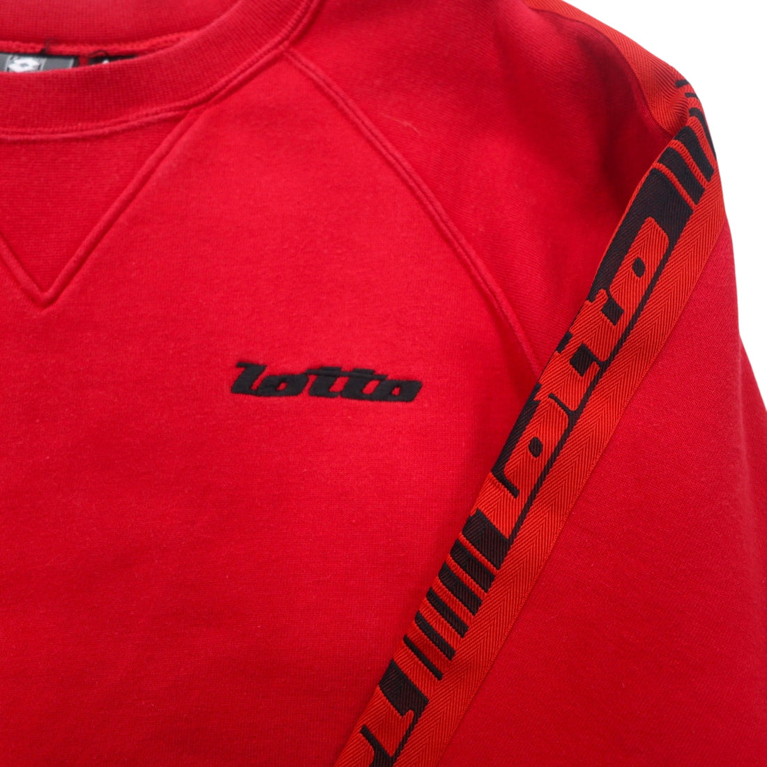 Lotto SPORTS 90s Sweatshirt M Red Logo Tape Fleece Lining Logo Embroidery Front V