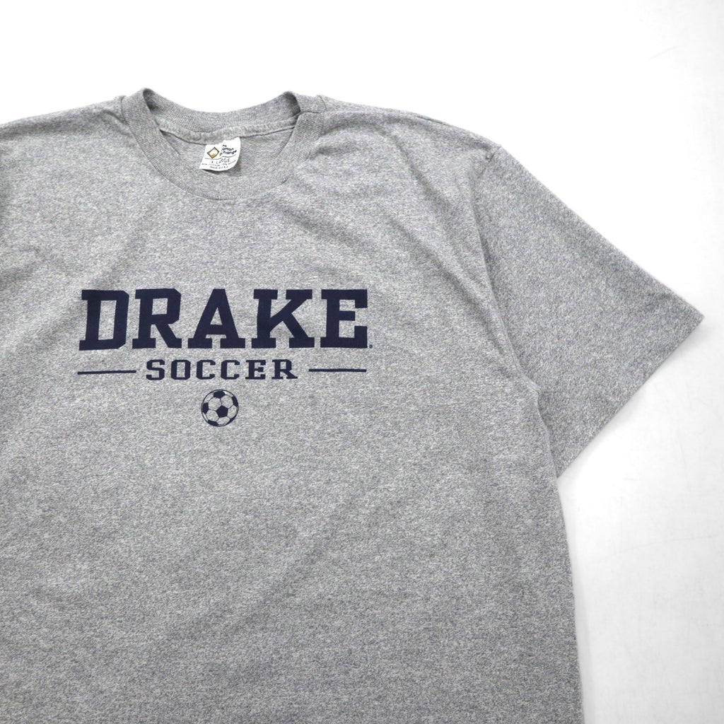 The Cotton Exchange 90s USA Made Single Stitch Vintage Drake Soccer T-Shirt, Gray, Size XL