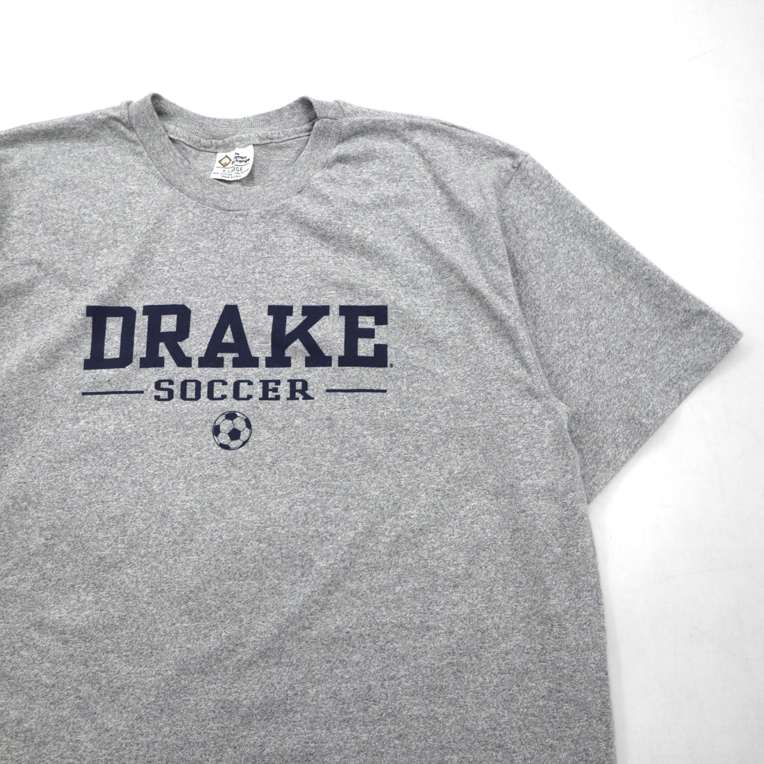 The Cotton Exchange 90s USA Made Single Stitch Vintage Drake Soccer T-Shirt, Gray, Size XL