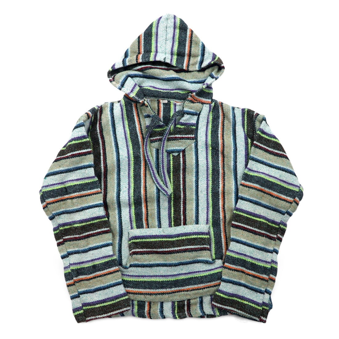 Vintage Baja Hoodie メキシカン パーカー M マルチカラー ボーダー ストライプ アクリル