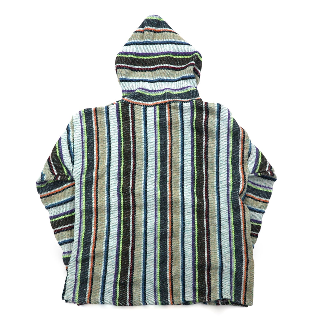Vintage Baja Hoodie メキシカン パーカー M マルチカラー ボーダー ストライプ アクリル