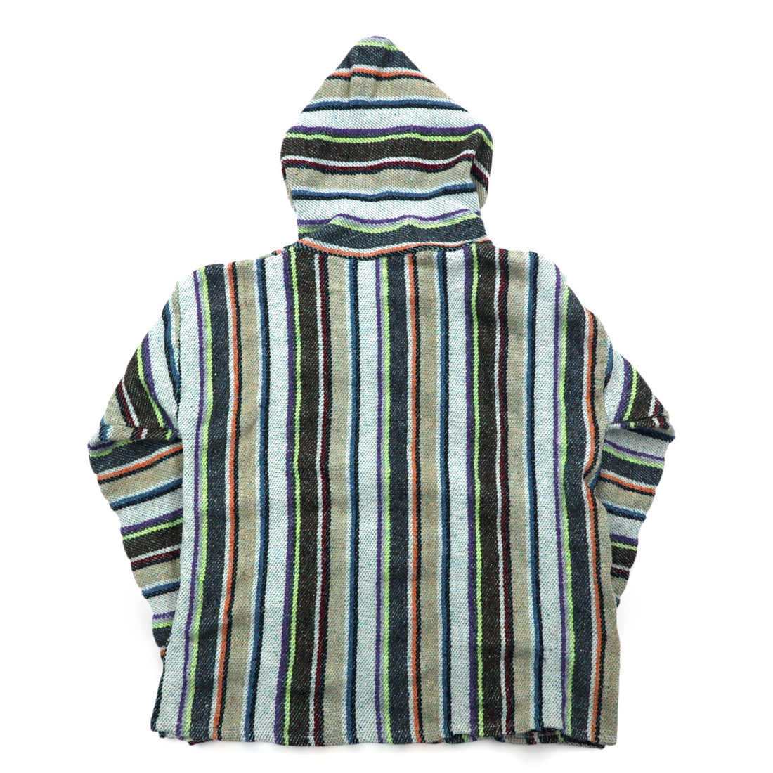 Vintage Baja Hoodie メキシカン パーカー M マルチカラー ボーダー ストライプ アクリル