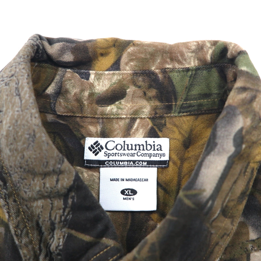 Columbia Real Tree Camo Button Down Shirt, XL, Khaki, Cotton, MOSSY OAK, Big Size