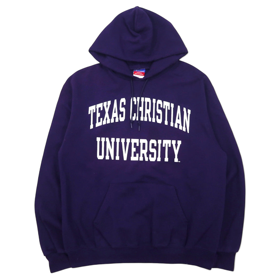 日本然リトテ-古着オンライン-Champion 00年代 カレッジ プリント プルオーバーパーカー L ネイビー コットン 裏起毛 TEXAS CHRISTIAN UNIVERSITY アーチロゴ 2段プリント ホンジュラス製-Champion 00's College Print Pullover Hoodie L Navy Cotton brushed lining TEXAS CHRISTIAN UNIVERSITY Arch Logo 2 Tier Print Honduras Made