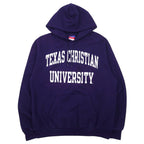 日本然リトテ-古着オンライン-Champion 00年代 カレッジ プリント プルオーバーパーカー L ネイビー コットン 裏起毛 TEXAS CHRISTIAN UNIVERSITY アーチロゴ 2段プリント ホンジュラス製-Champion 00's College Print Pullover Hoodie L Navy Cotton brushed lining TEXAS CHRISTIAN UNIVERSITY Arch Logo 2 Tier Print Honduras Made