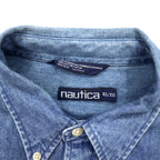 nautica 90s denim button-down shirt, XL, blue, cotton, one-point logo embroidery