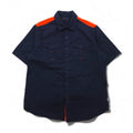 SEAN JOHN 2000s Reflective Design Short Sleeve Field Shirt, Size L, Navy, Cotton