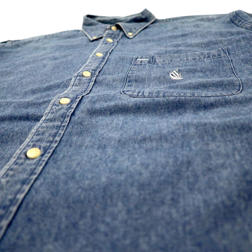 nautica 90s denim button-down shirt, XL, blue, cotton, one-point logo embroidery