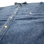 nautica 90s denim button-down shirt, XL, blue, cotton, one-point logo embroidery