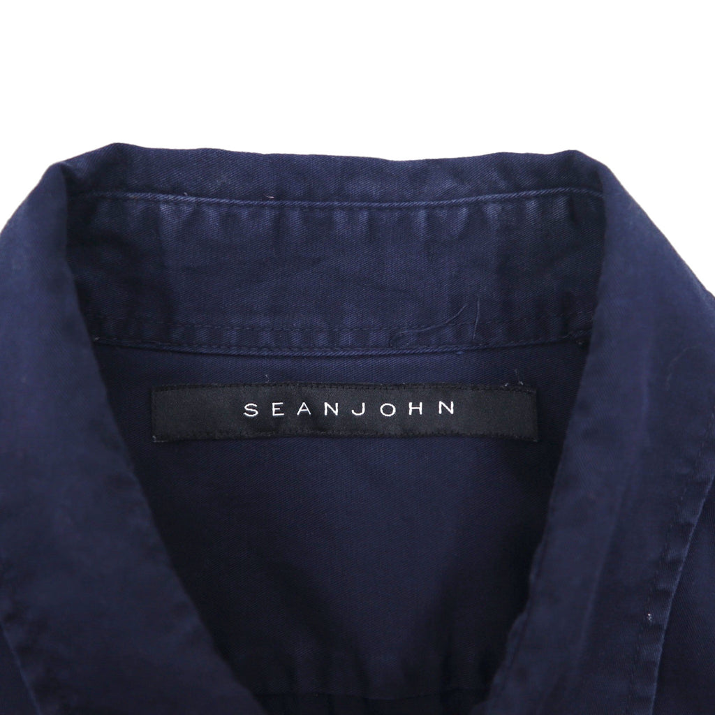 SEAN JOHN 2000s Reflective Design Short Sleeve Field Shirt, Size L, Navy, Cotton