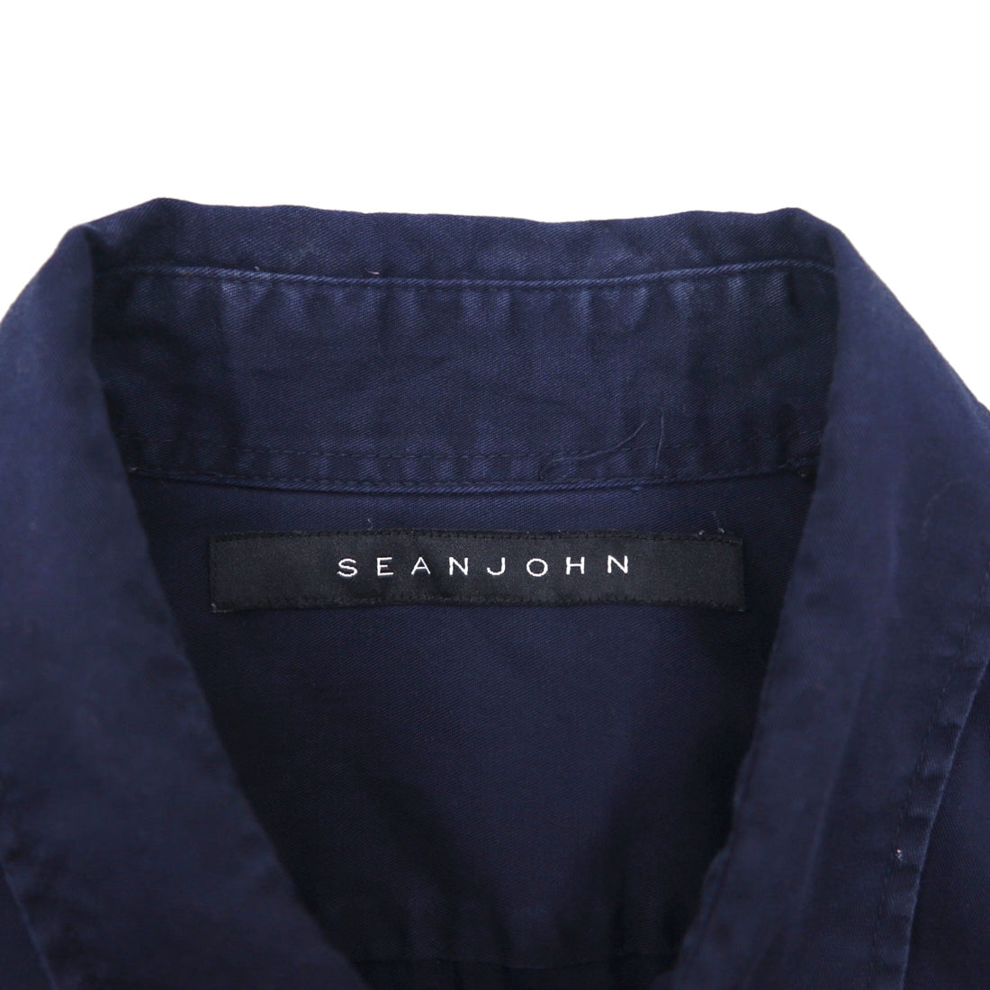 SEAN JOHN 2000s Reflective Design Short Sleeve Field Shirt, Size L, Navy, Cotton
