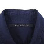 SEAN JOHN 2000s Reflective Design Short Sleeve Field Shirt, Size L, Navy, Cotton