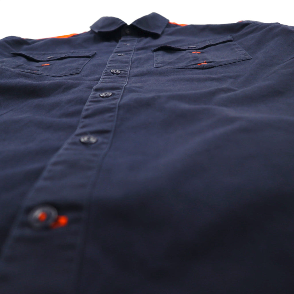 SEAN JOHN 2000s Reflective Design Short Sleeve Field Shirt, Size L, Navy, Cotton
