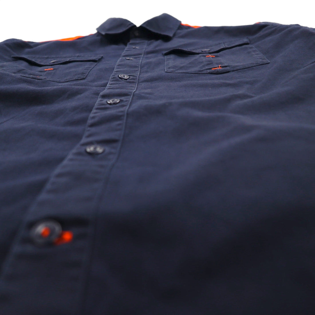 SEAN JOHN 2000s Reflective Design Short Sleeve Field Shirt, Size L, Navy, Cotton