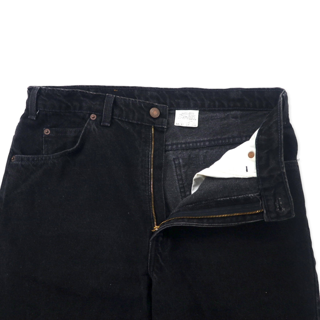 Levi's Made in Canada Euro Levi's Black Denim Pants Tapered 34 Cotton Zipper Fly Orange Tab Button Back 212 50634 0319