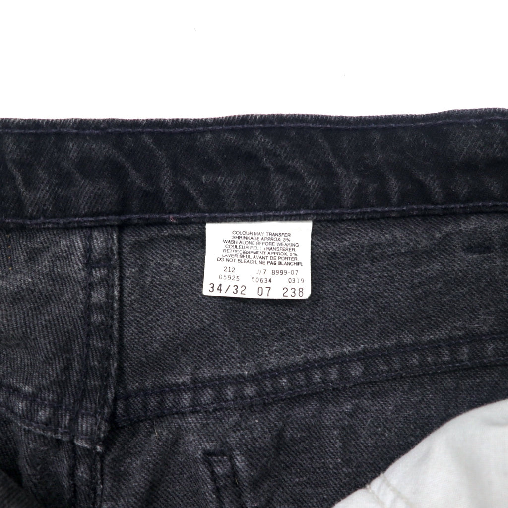 Levi's Made in Canada Euro Levi's Black Denim Pants Tapered 34 Cotton Zipper Fly Orange Tab Button Back 212 50634 0319