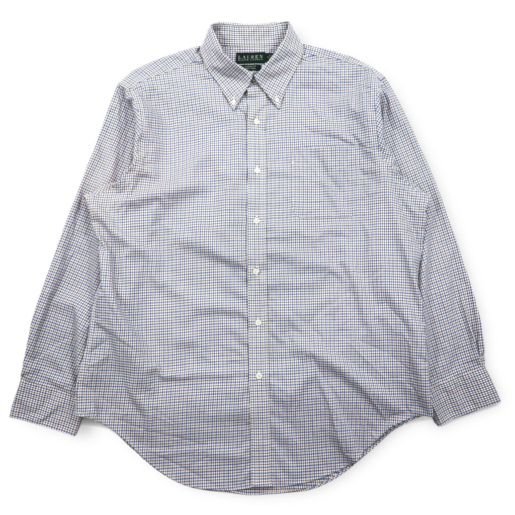 LAUREN RALPH LAUREN ボタンダウンシャツ XL ブルー コットン チェック CLASSIC FIT NON IRON