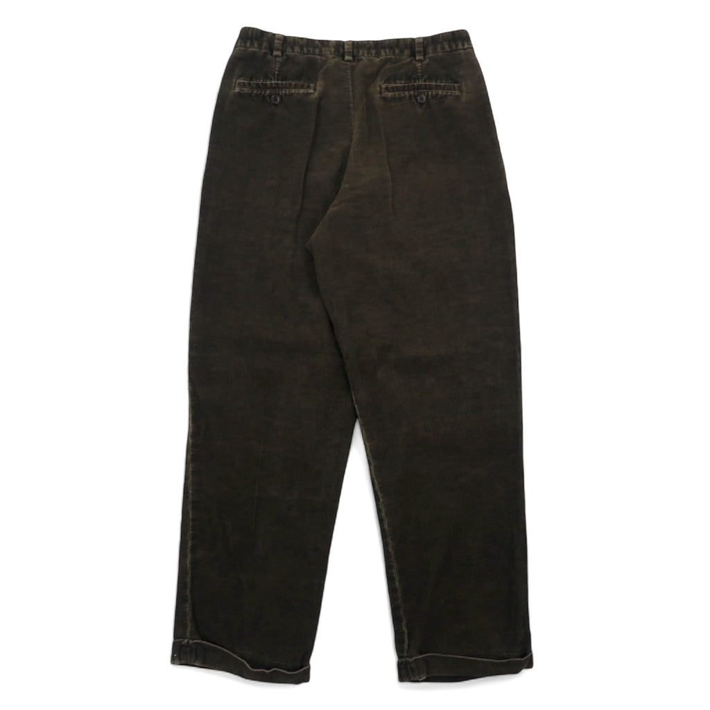 Eddie Bauer 90s Tucked Wide Corduroy Pants Size 33 Khaki Cotton Made in the Dominican Republic