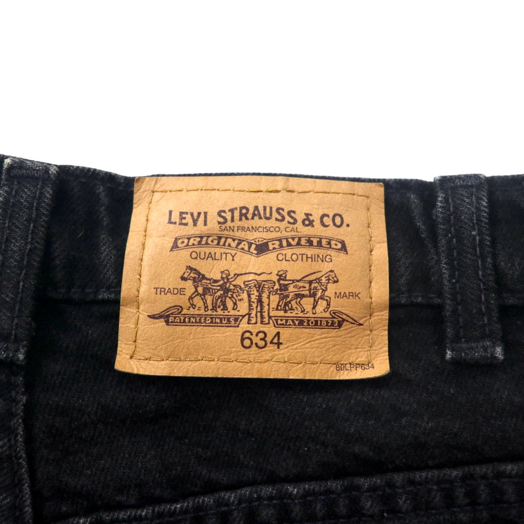 Levi's Made in Canada Euro Levi's Black Denim Pants Tapered 34 Cotton Zipper Fly Orange Tab Button Back 212 50634 0319