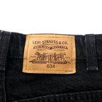 Levi's Made in Canada Euro Levi's Black Denim Pants Tapered 34 Cotton Zipper Fly Orange Tab Button Back 212 50634 0319