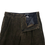 Eddie Bauer 90s Tucked Wide Corduroy Pants Size 33 Khaki Cotton Made in the Dominican Republic