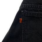 Levi's Made in Canada Euro Levi's Black Denim Pants Tapered 34 Cotton Zipper Fly Orange Tab Button Back 212 50634 0319