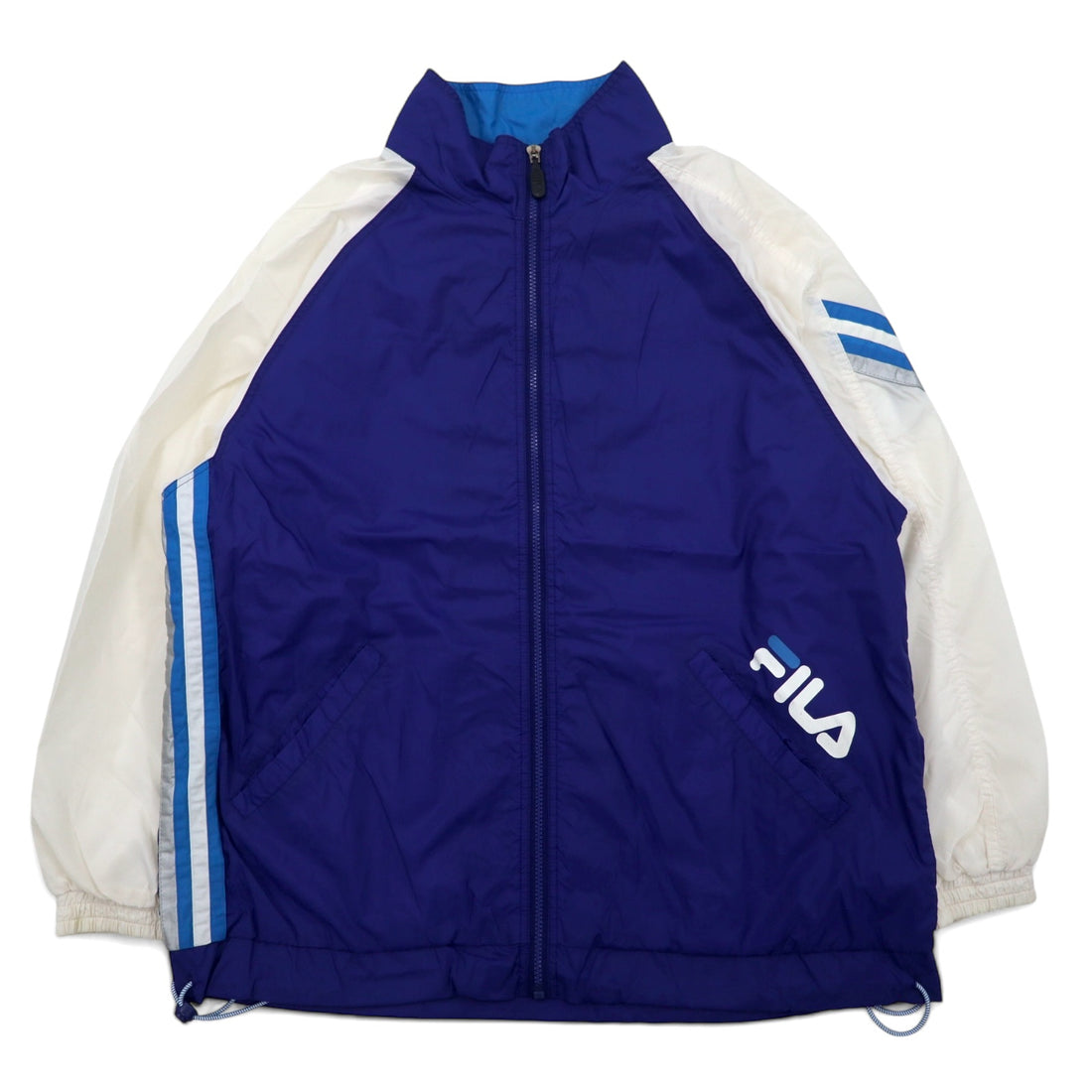 日本然リトテ-古着オンライン-FILA 90年代 ナイロンジャケット ジャージ L ブルー ドローコード-FILA 90's Windbreaker Jersey L Blue Drawcord
