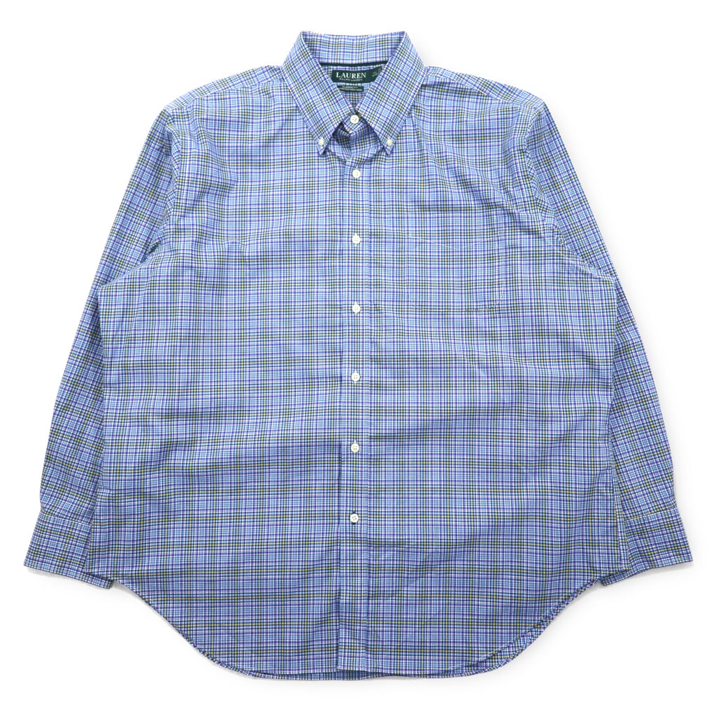 LAUREN RALPH LAUREN Button-down shirt, XL, blue, cotton, check, CLASSIC FIT, STRETCH, NON IRON