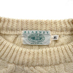 90s Ireland Vintage Fisherman Knit アイルランド製 90年代 フィッシャーマン アランニット セーター XL 生成り ウール ケーブル編み BLARNEY WOOLEN MILLS