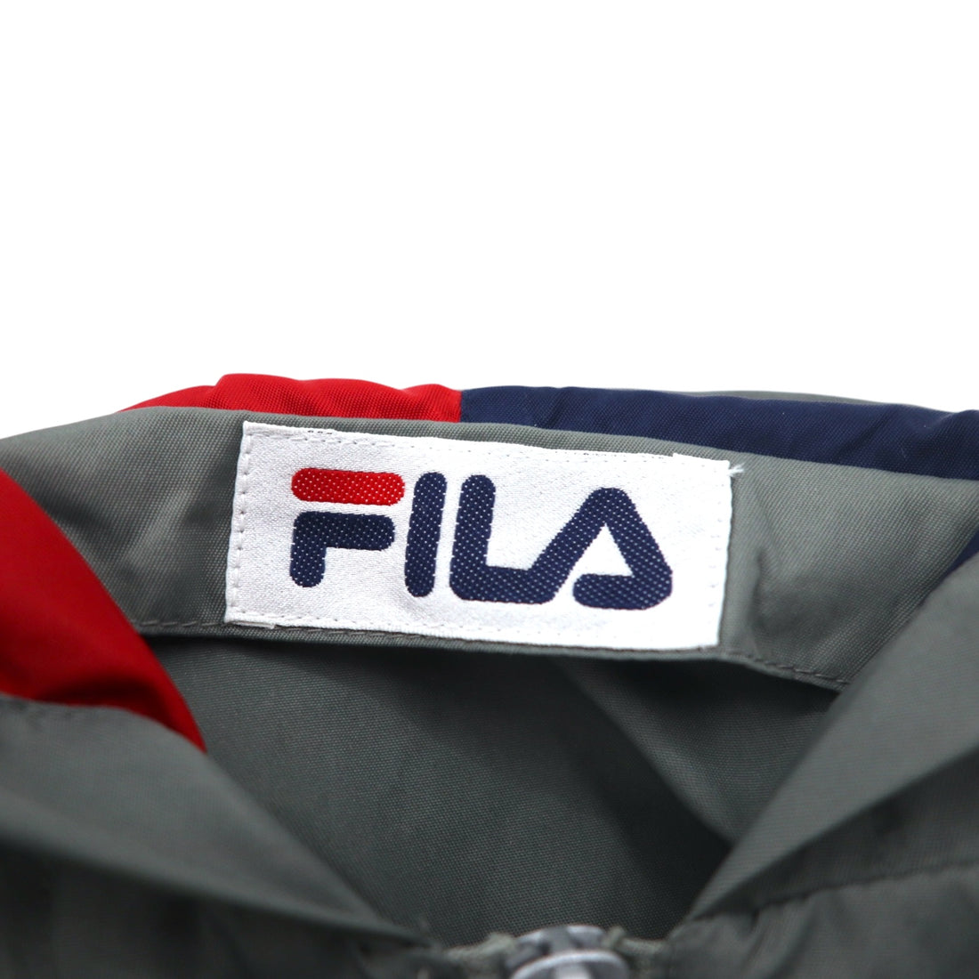 FILA 90s Long Anorak Parka SM Grey Nylon Water Repellent Half Zip Big Size