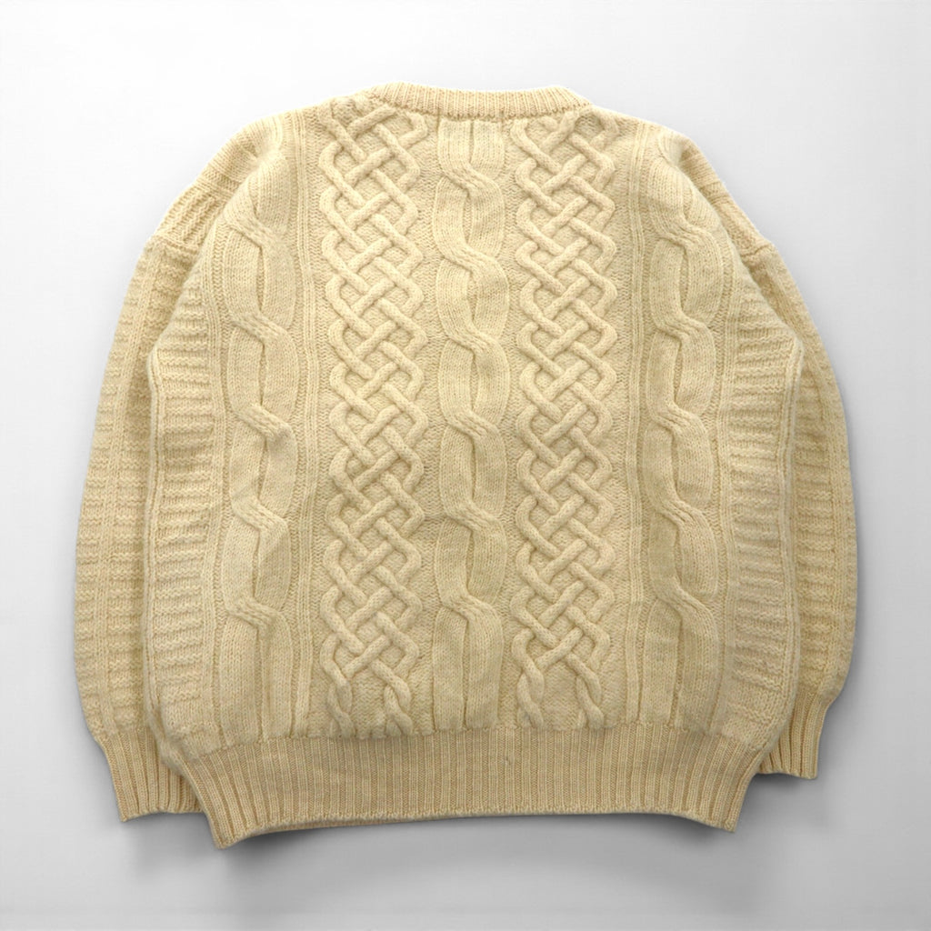 90s Ireland Vintage Fisherman Knit アイルランド製 90年代 フィッシャーマン アランニット セーター XL 生成り ウール ケーブル編み BLARNEY WOOLEN MILLS