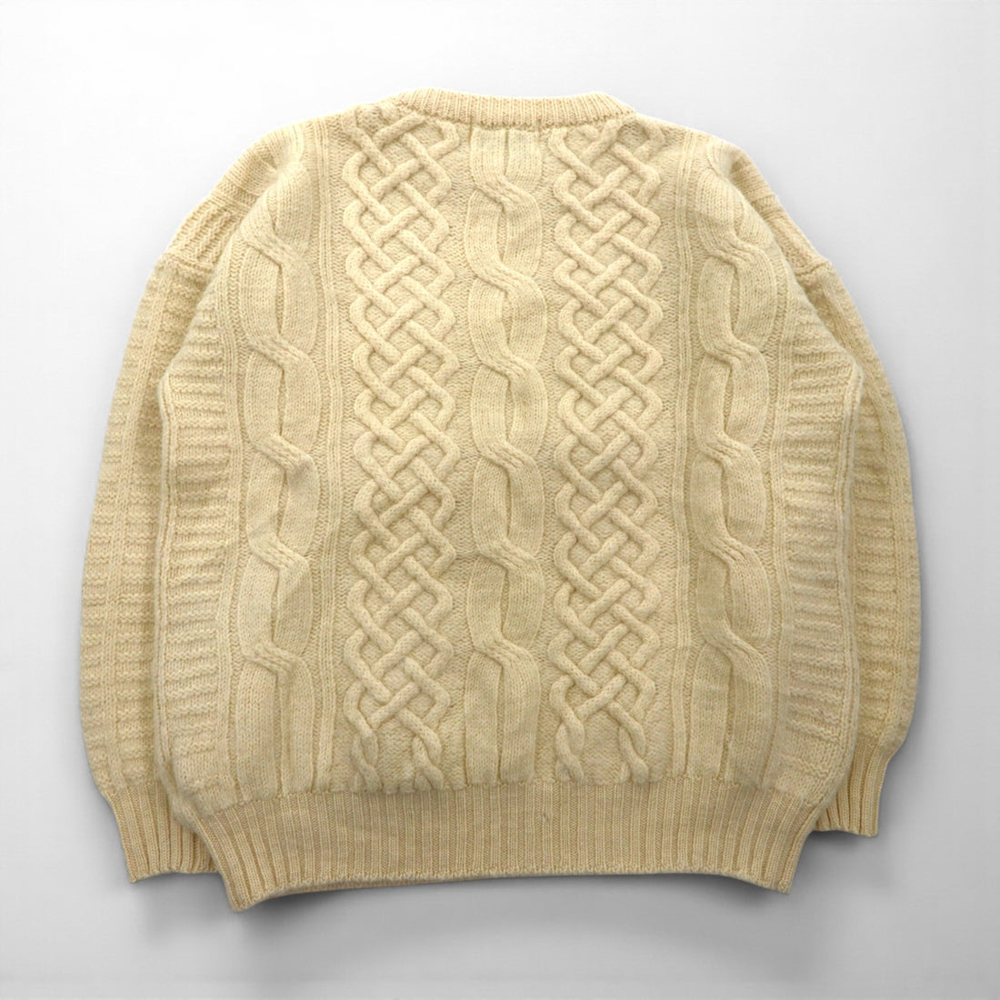 90s Ireland Vintage Fisherman Knit アイルランド製 90年代 フィッシャーマン アランニット セーター XL 生成り ウール ケーブル編み BLARNEY WOOLEN MILLS